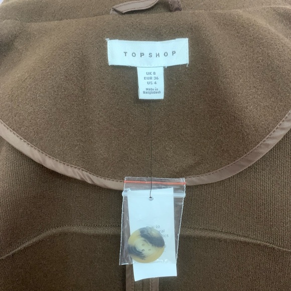 Topshop double breasted long coat in chocolate - Picture 9 of 10